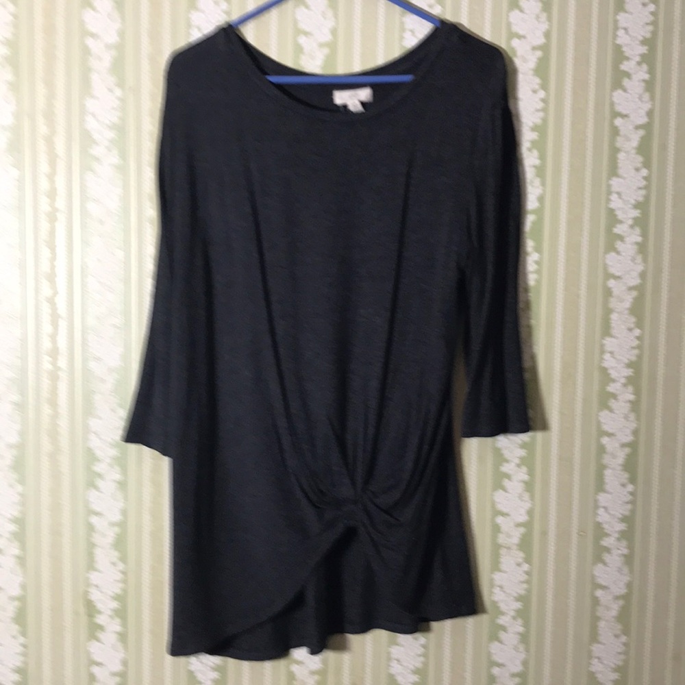 Grey twist front blouse